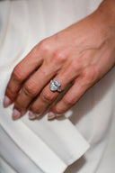 Camilla ring with oval center stone and pear side stones