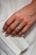 Camilla ring with oval center stone and pear side stones