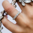 GEMMA 1.5 CTW Cluster Eternity Lab Diamond Wedding Band or 3/4 Stacking Band in 14K White Gold